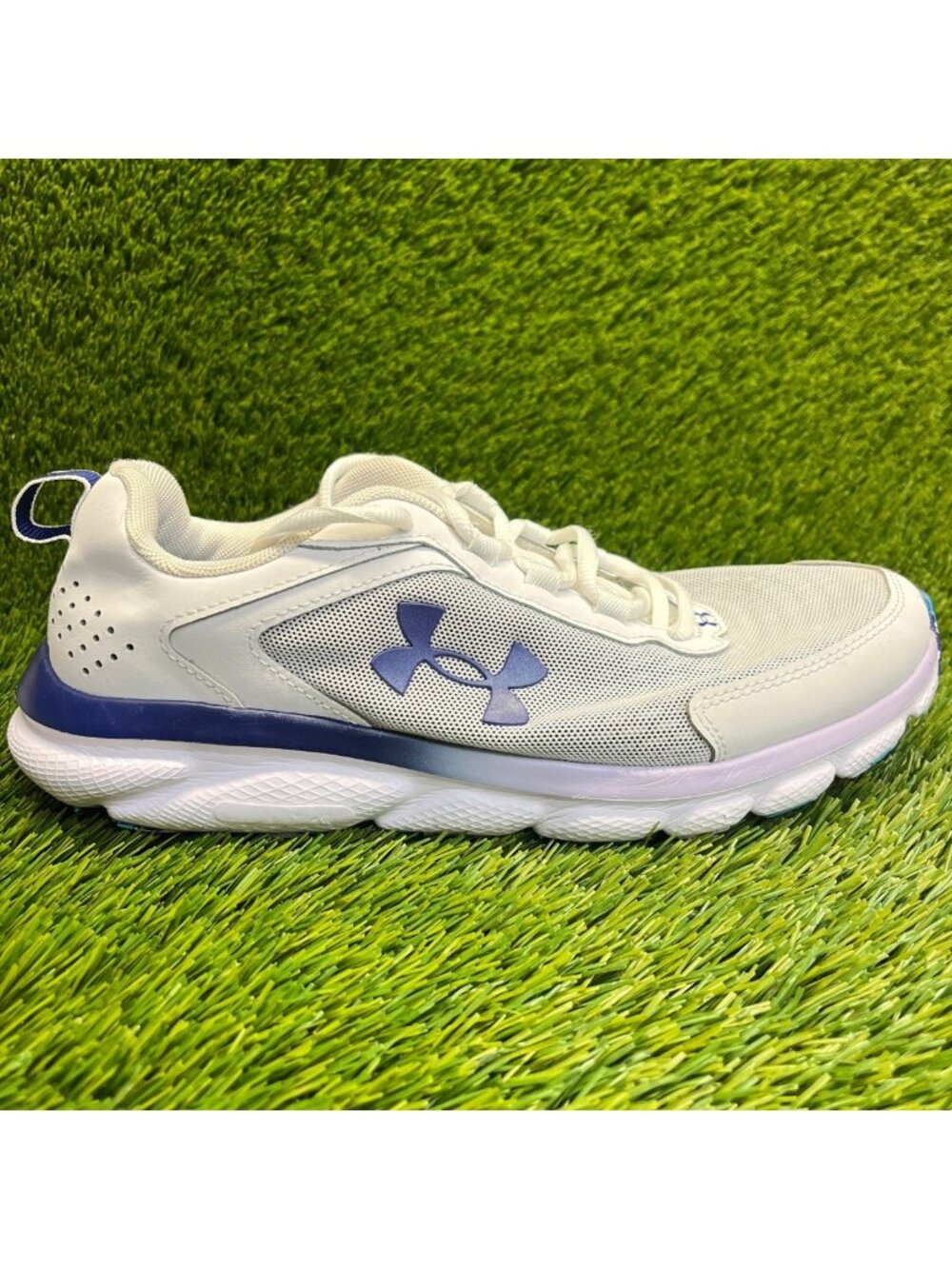 Under Armour Charged Assert 9 Womens Size 10 White Purple Running Shoes Sneakers